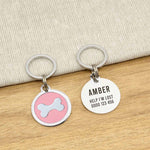 Engraved Zinc Alloy Dog Name ID Tag -  Pink Bone - About Pets