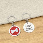 Engraved Zinc Alloy Dog Name ID Tag -  Red Bone - About Pets