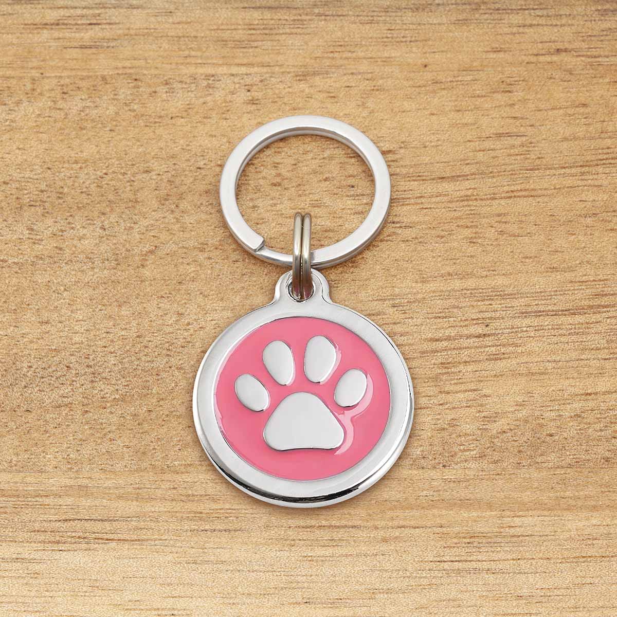 Engraved Zinc Alloy Dog Name ID Tag - Colour Paw S Red Paw - About Pets