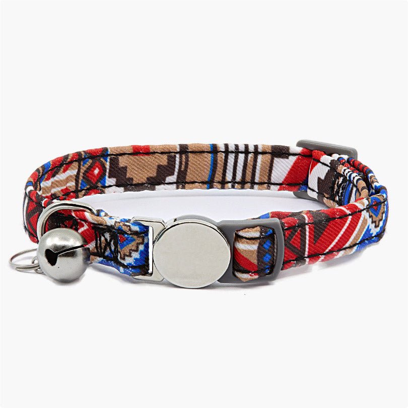 Breakaway Cat Collar with Bell and Metal fittings Aztec Design - About Pets
