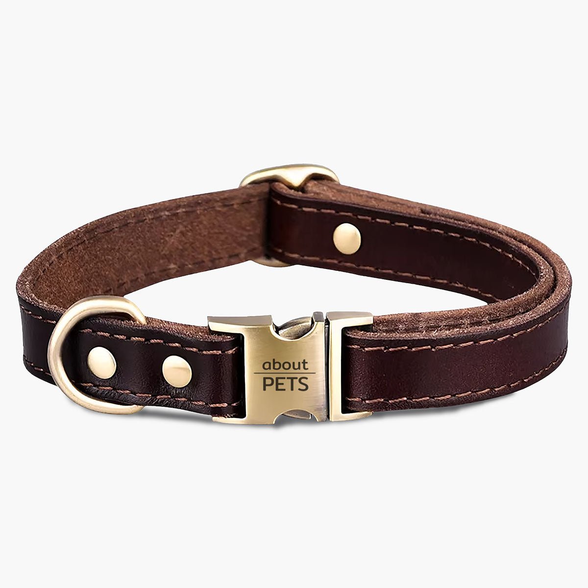 Kobe Cowhide Leather Dog Collar S Brown Kobe - About Pets