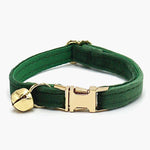Velvet Cat Collar with Bell in Green Colour Small Lux - About Pets