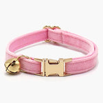 Velvet Cat Collar with Bell in Pink Small Lux - About Pets