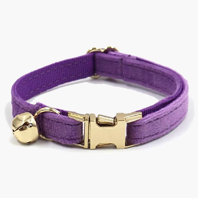 Velvet Cat Collar with Bell in Purple Colour Small Lux - About Pets