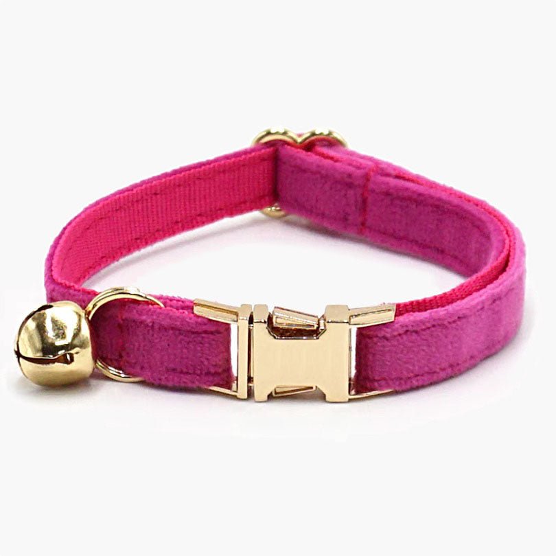 Velvet Cat Collar with Bell in Rose Red Colour Small Lux - About Pets